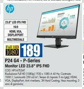 Wellcome HP Monitor tv offerta