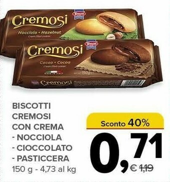 Todis Biscotti Cremosi Con Crema Nocciola offerta
