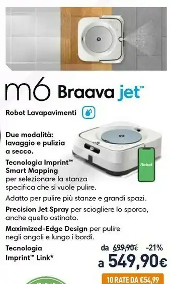 Unieuro iRobot Braava Jet M6 Aspirapolvere Robot Combi Bianco offerta