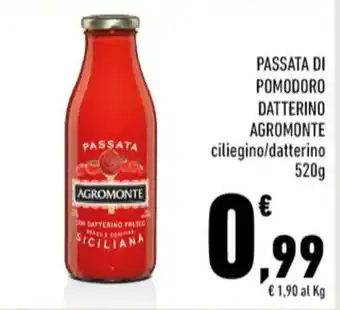 Conad PASSATA DI POMODORO DATTERINO AGROMONTE ciliegino/datterino 520g offerta