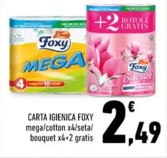 Conad CARTA IGIENICA FOXY mega/cotton x4/seta/ bouquet x4+2 gratis offerta
