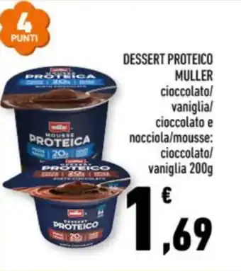 Conad DESSERT PROTEICO MULLER cioccolato/ vaniglia/ cioccolato e nocciola/mousse: cioccolato/ vaniglia 200g offerta