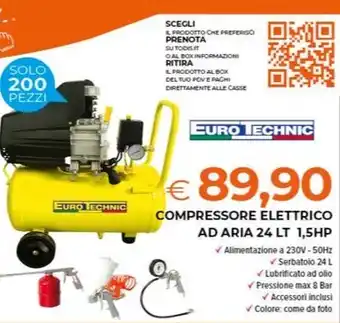 COMPRESSORE ELETTRICO AD ARIA 24 LT 1,5HP