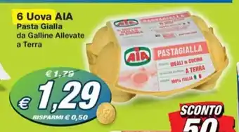 Prix Quality 6 Uova AIA Pasta Gialla da Galline Allevate a Terra offerta