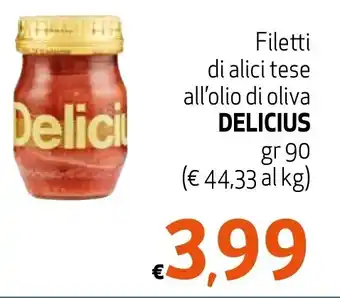 Eurospesa Filetti di alici tese all'olio di oliva DELICIUS gr 90 offerta