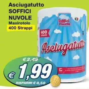 Prix Quality Asciugatutto SOFFICI NUVOLE Maxirotolo 400 Strappi offerta