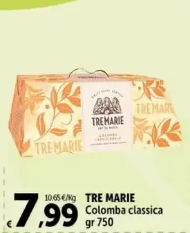 Carrefour Market TRE MARIE Colomba classica gr 750 offerta