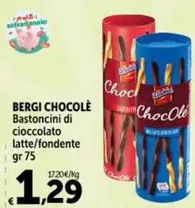 Carrefour Market BERGI CHOCOLÈ Bastoncini di cioccolato latte/fondente gr 75 offerta