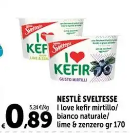 Carrefour Market NESTLÉ SVELTESSE I love kefir mirtillo/ bianco naturale/ lime & zenzero gr 170 offerta