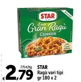 Carrefour Market STAR Ragù vari tipi gr 180 x 2 offerta
