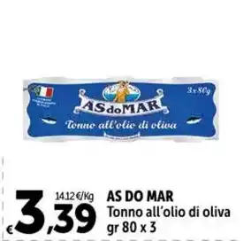 Carrefour Market AS DO MAR Tonno all'olio di oliva gr 80 x 3 offerta