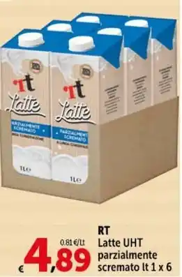 Carrefour Market RT Latte UHT parzialmente scremato lt 1 x 6 offerta