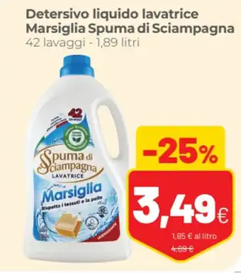 Coop famiglia cooperativa Detersivo liquido lavatrice Marsiglia Spuma di Sciampagna 42 lavaggi -1,89 litri offerta