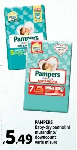 Carrefour Market PAMPERS Baby-dry pannolini mutandino/ downcount varie misure offerta