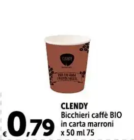 Carrefour Market CLENDY Bicchieri caffè BIO in carta marroni x 50 ml 75 offerta