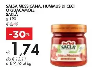 Bennet SALSA MESSICANA, HUMMUS DI CECI O GUACAMOLE SACLÀ offerta