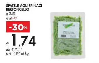 Bennet SPATZLE AGLI SPINACI BERTONCELLO g 350 offerta