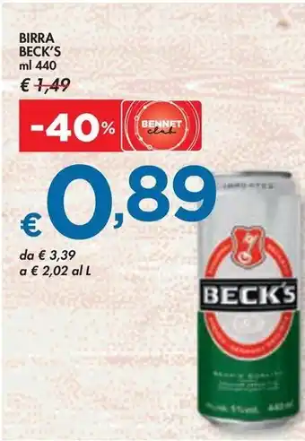 Bennet BIRRA BECK'S ml 440 offerta