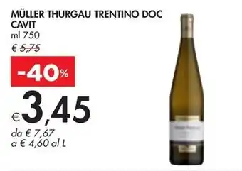 Bennet MÜLLER THURGAU TRENTINO DOC CAVIT offerta