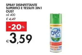 SPRAY DISINFETTANTE SUPERFICI E TESSUTI 3IN1 OUST