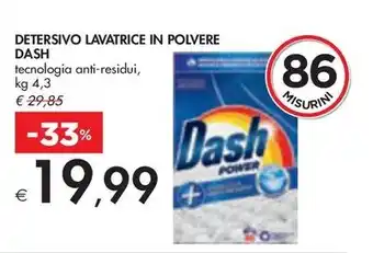 Bennet DETERSIVO LAVATRICE IN POLVERE DASH tecnologia anti-residui, kg 4,3 offerta