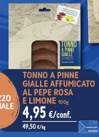 Sapore di Mare TONNO A PINNE GIALLE AFFUMICATO AL PEPE ROSA E LIMONE 100g offerta