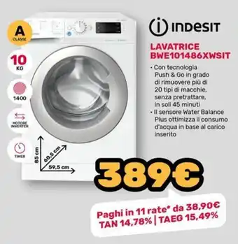 Fiducia & Convenienza INDESIT LAVATRICE BWE101486XWSIT offerta