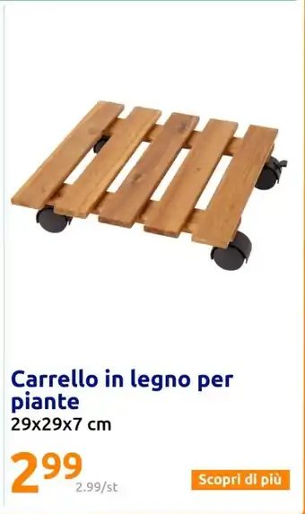 Action Carrello in legno per piante 29x29x7 cm offerta