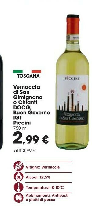 Carrefour Piccini Vino bianco offerta