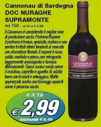 Prix Quality Nuraghe Supramonte Cannonau Di Sardegna Doc offerta