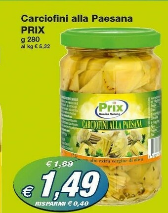 Prix Quality Prix Carciofini Alla Paesana 280g offerta