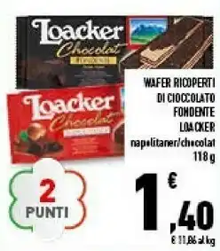 Conad Superstore Loacker Wafer Ricoperti Di Cioccolato Fondente Napolitaner offerta
