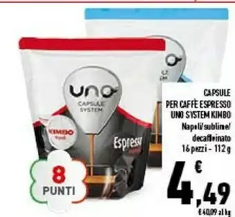 Conad Kimbo - Caffè Capsule System Uno 112 G(ml) offerta