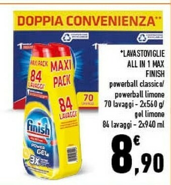 Conad Finish Lavastoviglie Powerball Classico 1120 G offerta
