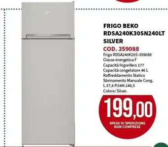 Beko RDSA240K30SN240LT Frigo Silver 163L Classe Energetica F