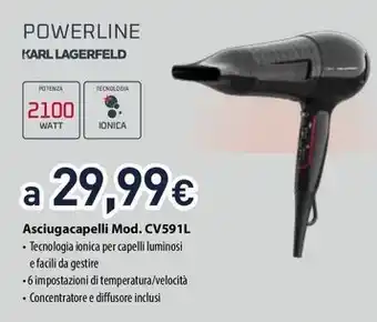 Unieuro POWERLINE Asciugacapelli Mod. CV591L offerta