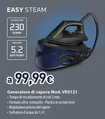 Unieuro EASY STEAM Generatore di vapore Mod. VR5121 offerta