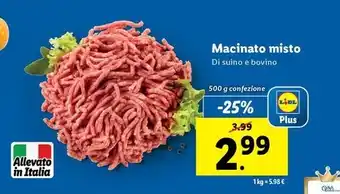 Lidl Macinato misto Di suino e bovino 500 g confezione offerta