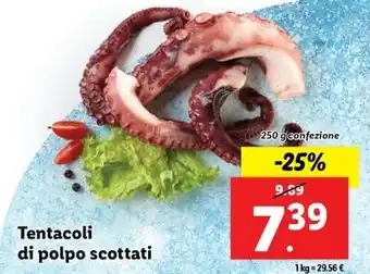 Lidl Tentacoli di polpo scottati 250 g confezione offerta
