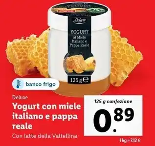 Lidl Deluxe Yogurt con miele italiano e pappa reale 125 g confezione offerta