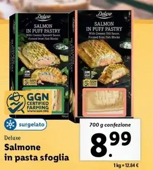 Lidl Deluxe Salmone in pasta sfoglia 700 g confezione offerta