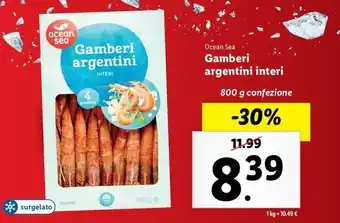 Lidl ocean sea Gamberi argentini 800 g confezione offerta
