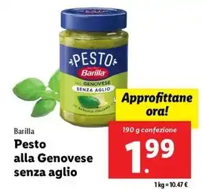 Lidl Barilla Pesto alla Genovese senza aglio 190 g confezione offerta