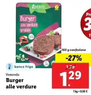 Lidl Vemondo Burger alle verdure 160 g confezione offerta