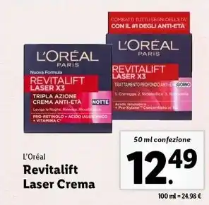 Lidl L'OREAL Revitalift Laser Crema 50 ml confezione offerta