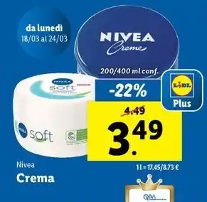 Lidl NIVEA Cremes 200/400 ml conf. offerta