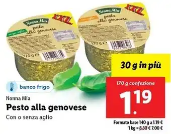 Lidl Nonna Mia Pesto alla genovese 170 g confezione offerta