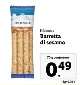 Lidl Eridanous Barretta di sesamo 70 g confezione offerta