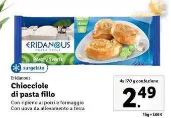Lidl Eridanous Chiocciole di pasta fillo 4x 170 g confezione offerta