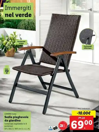 Lidl LIVARNO home Sedia pieghevole da giardino offerta
